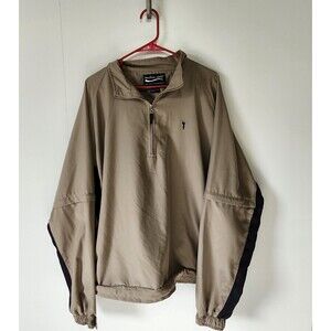 Austin Golf Pullover Windbreaker L Tan Vented Zip-Off Sleeves Lightweight